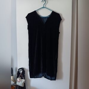 CP SHADES Blue Silk Velvet Cap Sleeve Indie Dress XS